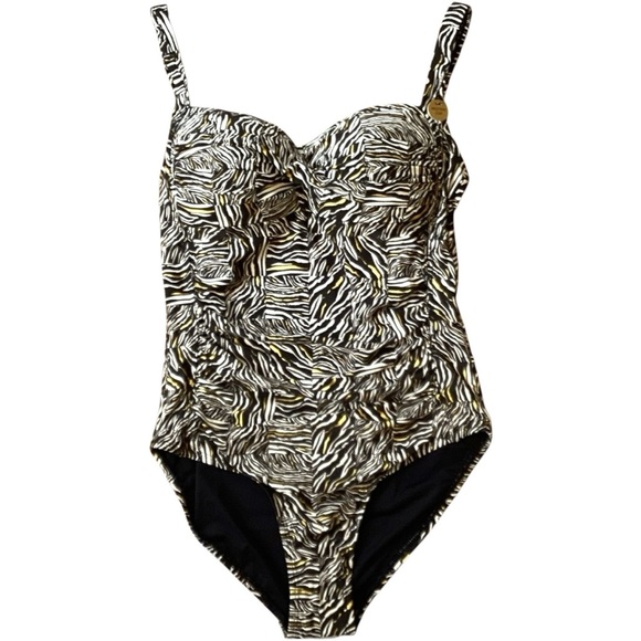 NWT Nip Tuck Swim Stylish Gold Foil Zebra Print Women’s One Piece Swimsuit Size8 - Picture 9 of 9